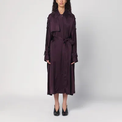 Victoria Beckham Eggplant Colour Single-breasted Trench Coat In Purple