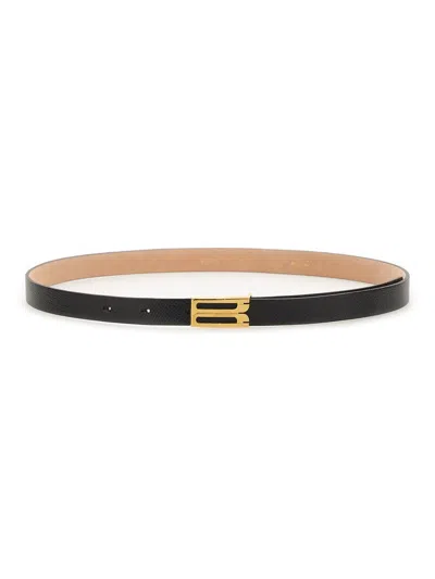 Victoria Beckham Elegant Belt In Luxurious Leather In Black