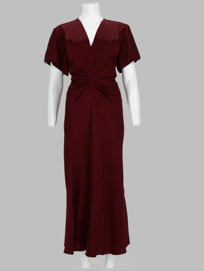 Victoria Beckham Elegant Midi Dress For Women In Burgundy