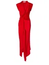 Victoria Beckham Womens Cardinal Red Asymmetric Plunge Stretch-woven Maxi Dress In Red