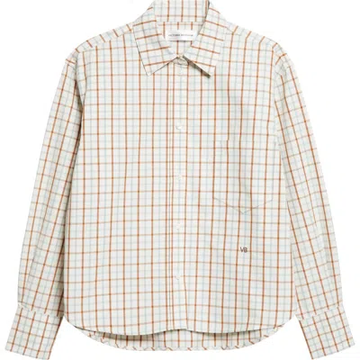 Victoria Beckham Ellys Check Cotton Poplin Button-up Shirt In White