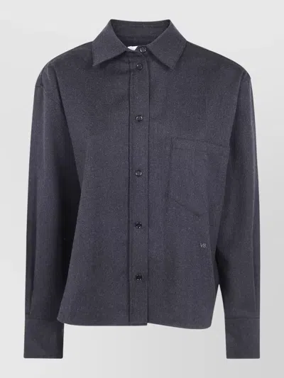 Victoria Beckham Ellys Tailored Shirt Jacket Chest Pocket In Blue