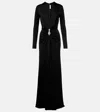 Victoria Beckham Crystal-embellished Stretch-satin Gown In Black