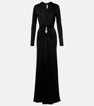 VICTORIA BECKHAM EMBELLISHED GATHERED CRÊPE GOWN