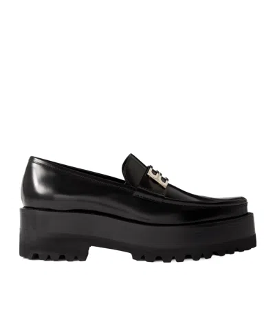 Victoria Beckham Embellished Leather Platform Loafers In Blue