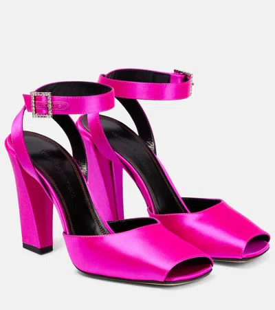 Victoria Beckham Embellished Satin Sandals In Pink