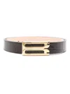Victoria Beckham Grained Calfskin Belt With Gold Metal Buckle In Brown