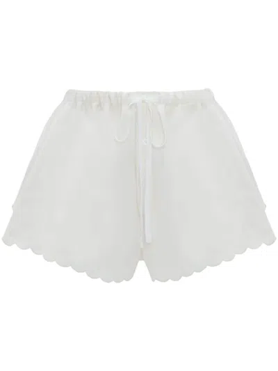 Victoria Beckham Embroidered Drawstring-waist Shorts In White