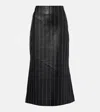 Victoria Beckham Leather Pinstripe Midi Skirt In Black