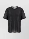 Victoria Beckham Embroidered Logo Sheer Fabric Crew Neck T-shirt In Black
