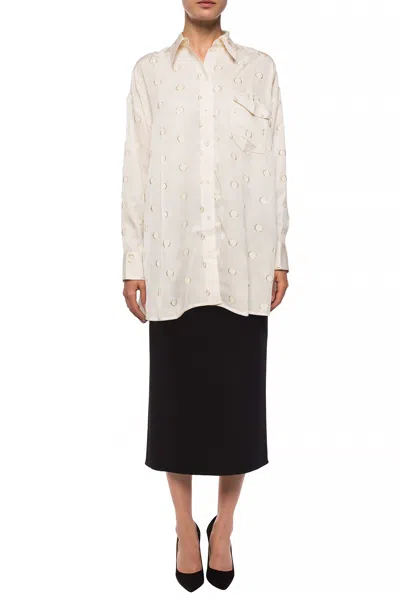 Victoria Beckham Embroidered Shirt In Cream