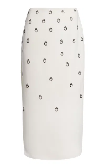 Victoria Beckham Embroidered Wrap Midi Skirt In White