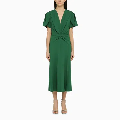 Victoria Beckham Emerald Midi Dress In Blend In Green