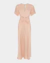 Victoria Beckham Eve Gathered-waist Satin Midi Dress In Neutral