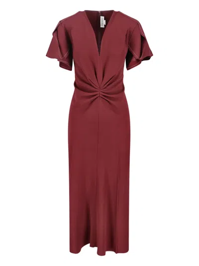 Victoria Beckham Eve Midi Dress In Brown