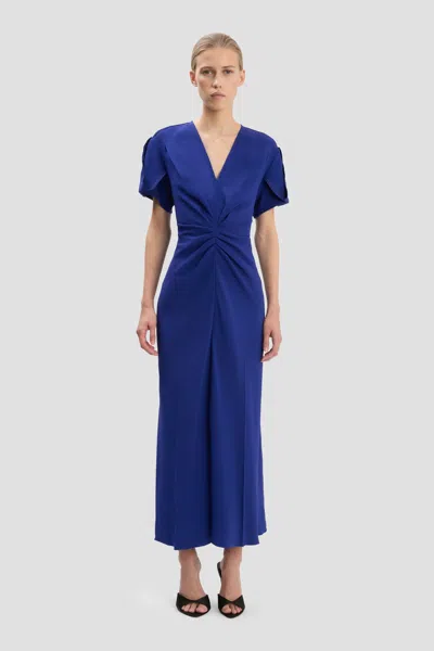 Victoria Beckham Eve Midi Dress In Bright Indigo In Blue