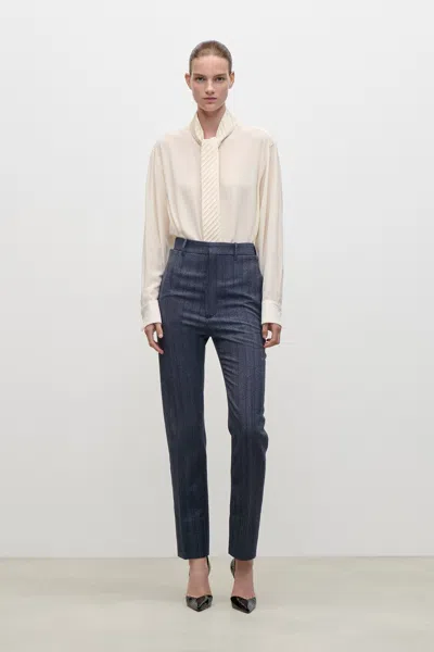 Victoria Beckham Extended Pocket Trouser In Blue Melange In Neutral