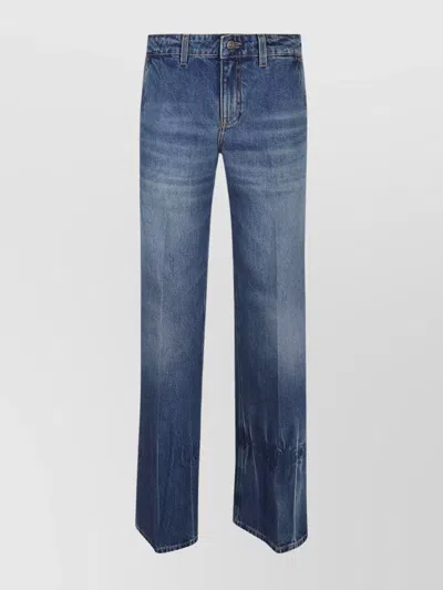 Victoria Beckham Faded Wash Five-pocket Jeans With Belt Loops In Blue
