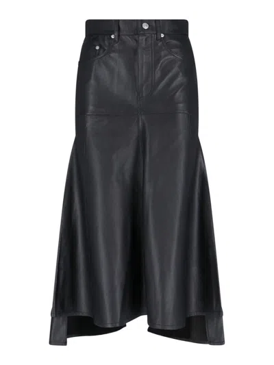 Victoria Beckham Midi Skirt In Leather In Brown