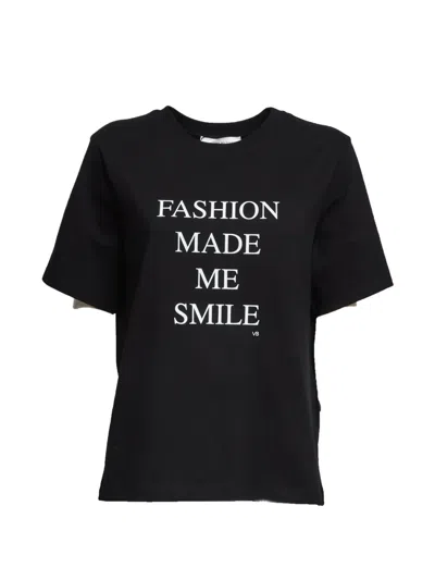 Victoria Beckham Fashion Made Me Smile Cotton T-shirt In Black