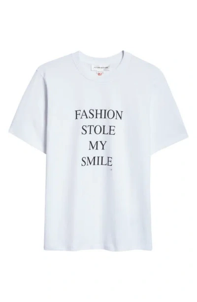 Victoria Beckham Fashion Stole My Smile Organic Cotton Graphic T-shirt In White Fashion Stole My Smile