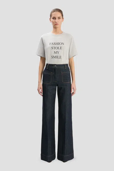 Victoria Beckham 'fashion Stole My Smile' Slogan T-shirt In Grey Marl