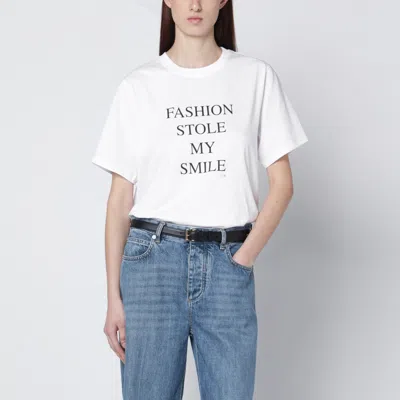 Victoria Beckham Fashion Stole My Smile Cotton T-shirt In White