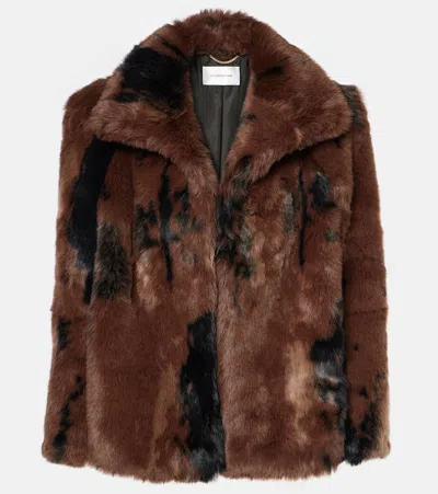 Victoria Beckham Faux Fur Jacket In Brown