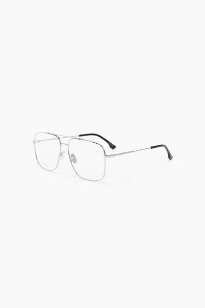 Victoria Beckham Fine Double Bridge Optical In Palladium In Black