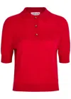 Victoria Beckham Fine-knit Wool Polo Top In Red