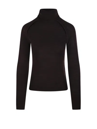 Victoria Beckham Fitted High Neck Top In Soft Merino Wool In Black