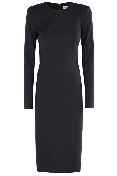 Victoria Beckham Fitted Long Sleeve T-shirt Dress In Black