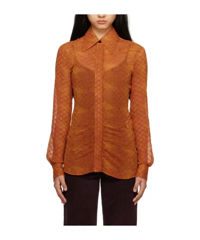 Victoria Beckham Fitted Long-sleeved Shirt In Brown