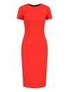 Victoria Beckham T-shirt Fitted Midi Dress With Back Zipper