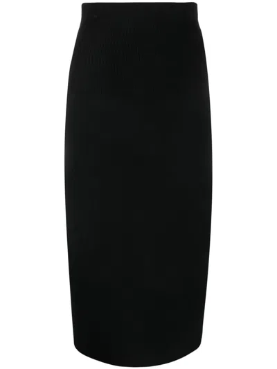 Victoria Beckham Fitted Midi Skirt In Black