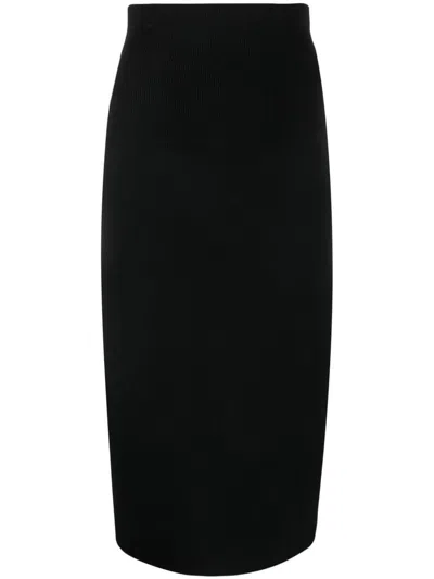 Victoria Beckham Fitted Midi Skirt In Black