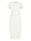 Victoria Beckham T-shirt Fitted Midi Dress With Back Zipper In White