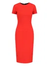 Victoria Beckham T-shirt Fitted Midi Dress With Back Zipper In Red