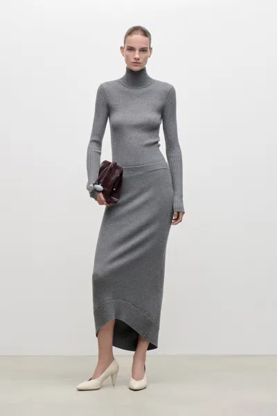Victoria Beckham Fitted Skirt In Grey Melange In Gray