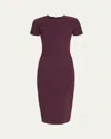 Victoria Beckham Fitted Wool Midi Dress In Fig