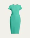 Victoria Beckham Intricately Woven Fitted Midi Dress In Peacock