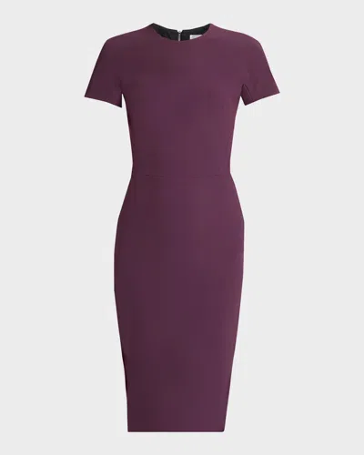 Victoria Beckham Fitted Wool Midi Dress In Purple