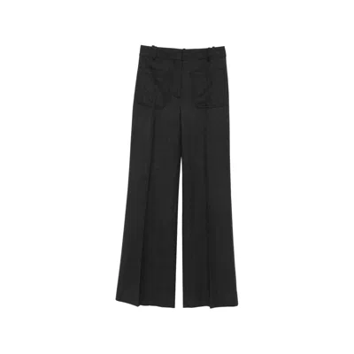 Victoria Beckham Flannel Wide-leg Trousers In Black