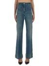 Victoria Beckham Wide-leg Jeans With Contrast Stitching And Pockets In Blue