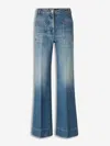 Victoria Beckham Wide-leg Jeans With Contrast Stitching And Pockets In Blue