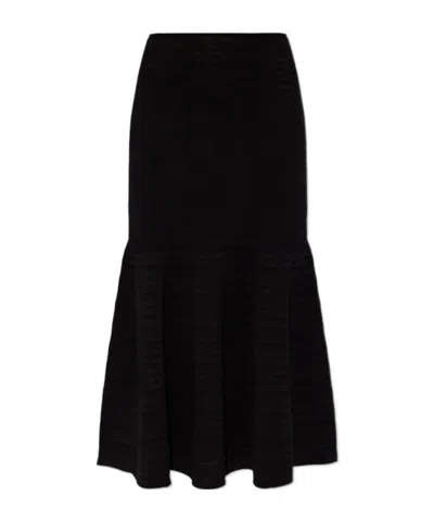 Victoria Beckham Flared Knit Midi Skirt In Black