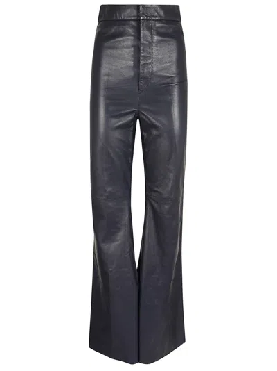 Victoria Beckham High Waist Flared Leather Trouser With Seam Detailing In Black