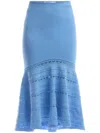 Victoria Beckham Flared Pointelle-knit Midi Skirt In Blue