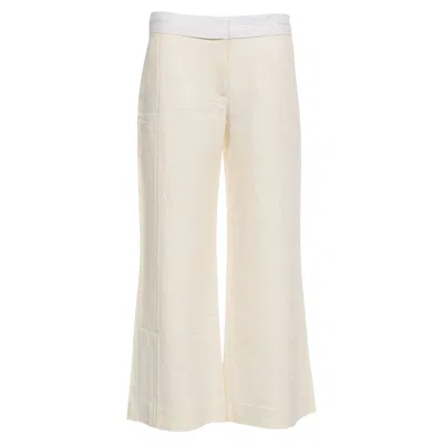 Victoria Beckham Flared Pants In White Wool In Neutral