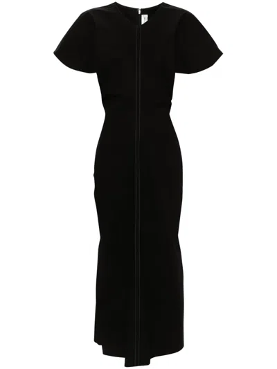 Victoria Beckham Flared Poplin Dress In Black